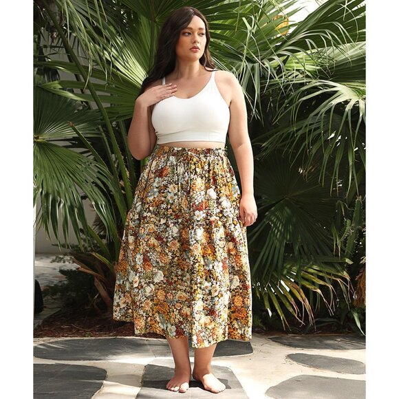 Versatile High Waist Plus Size Maxi Skirt with Pockets for Curvy Women, 3X - Picture 4 of 6